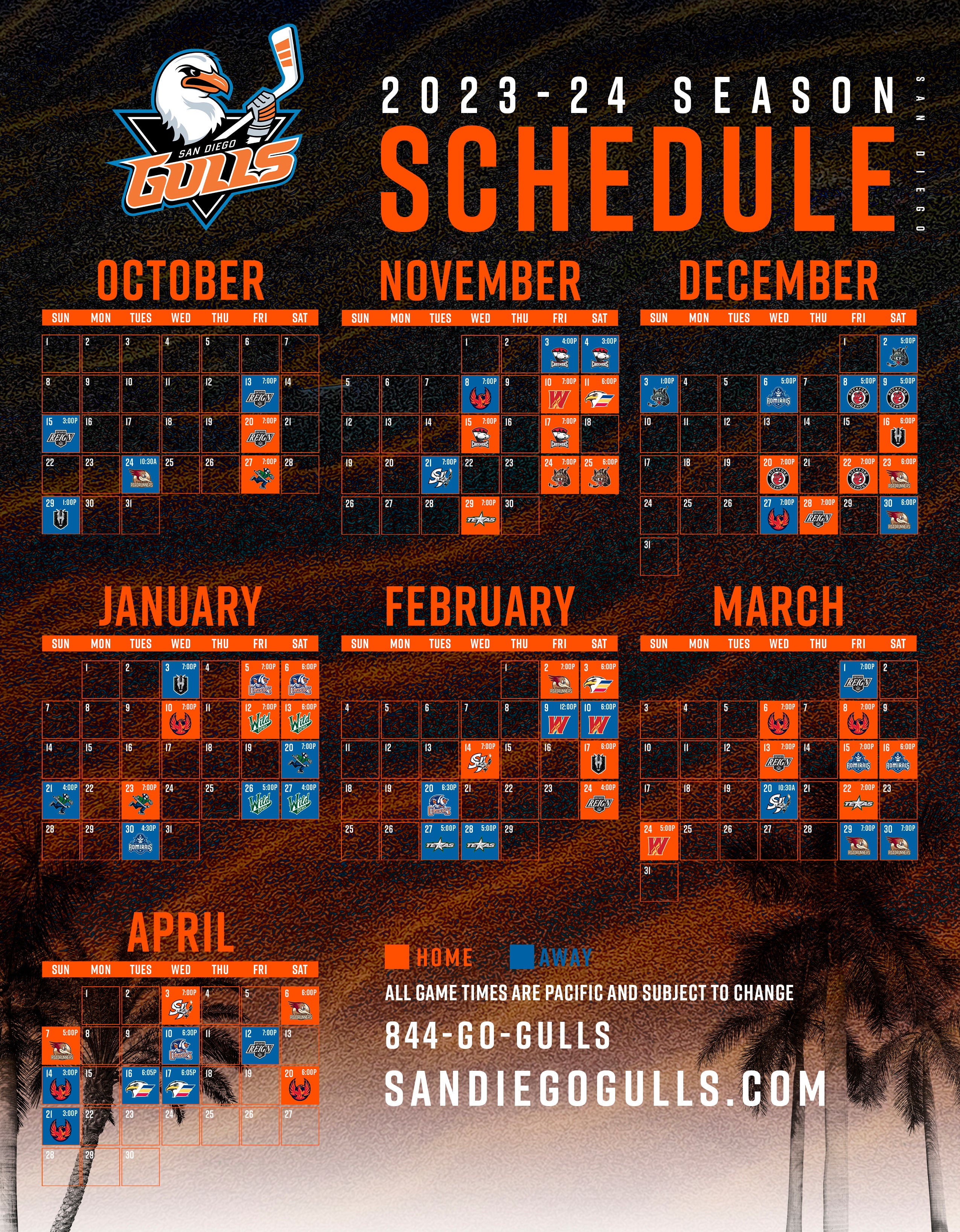 Gulls set date, time for 2023-24 home opener - The San Diego Union